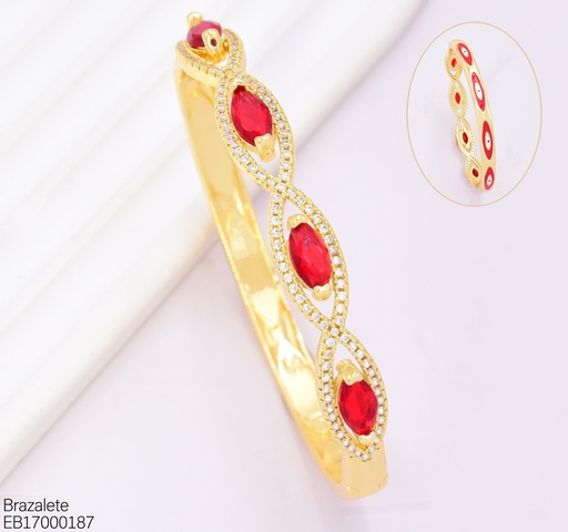 [EB17000187] BRAZALETE  ZIRC OV. HORIZONTAL ROJA BE1174-9 (J26)
