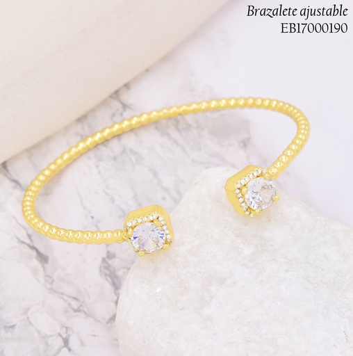 [EB17000190] BRAZALETE PELOTITAS/CUADRO/ ZIRC RD CRISTAL BE1178-9 (J26)