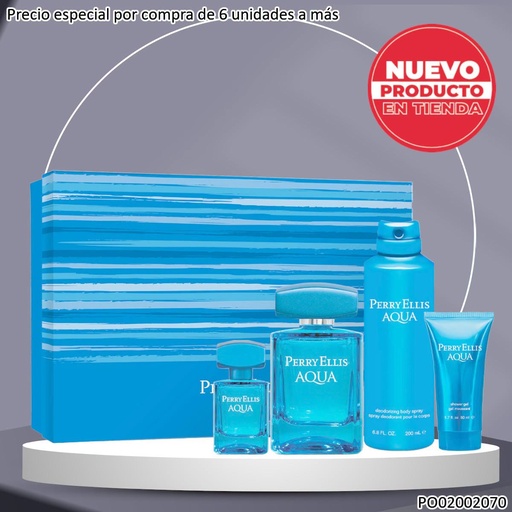 [PO02002070] ESTUCHE PERFUMES PERRY ELLIS AQUA 100/50/7.5ML-170G