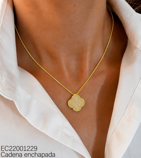 [EC22001229] CADENA FINA C/DIJE VANC CLEEF ZIRCONIAS CE795-110 (VC)