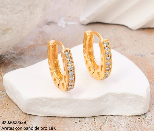 [BX02000529] ARETES HUGGIES BAÑO DE ORO 18K. XUPINGU ZIRCONIAS
