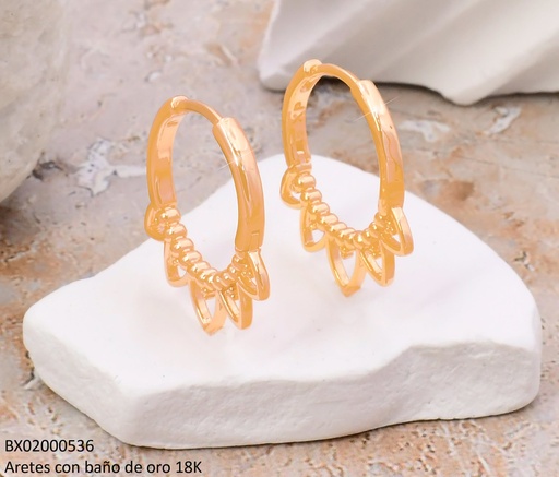 [BX02000536] ARETES HUGGIES BAÑO DE ORO 18K. XUPING5 CROQUIS PETALOS