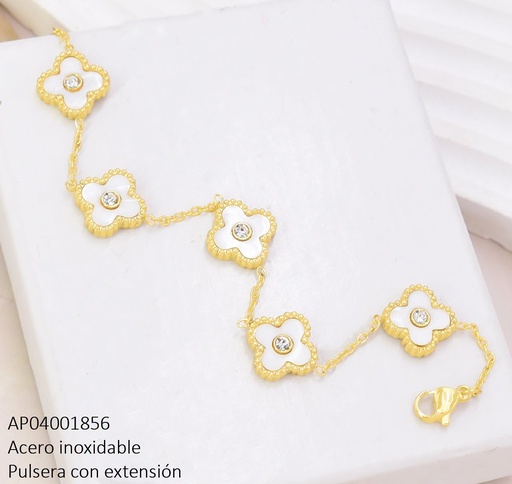 [AP04001856] PULSERA VAN CLEEF (5) BLANCOS ZIRC CENTRO BA2363-143 (VC)