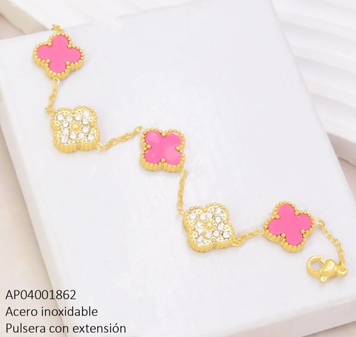 [AP04001862] PULSERA VAN CLEEF ROSA (5) LISOS/ ZIRC BA2393-331 (CV)