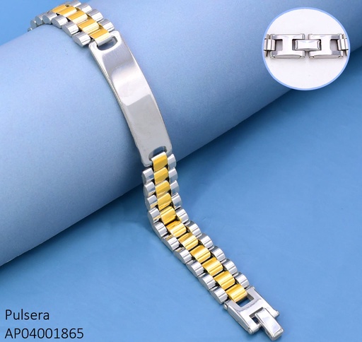 [AP04001865] PULSERA ESTILO FAJA RELOJ C/ PLACA CENTRO LISA/GRUESA/BIC. G3347-946