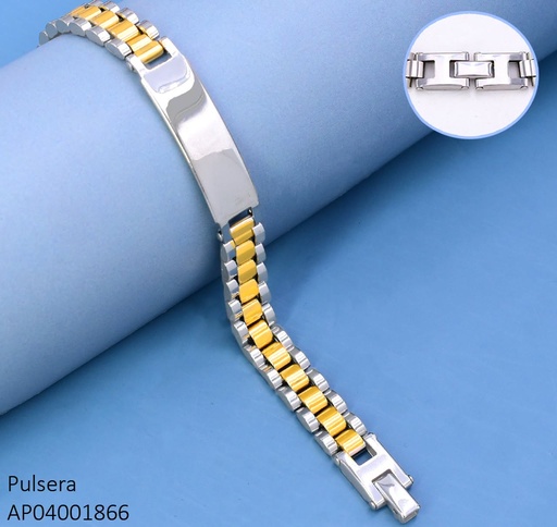 [AP04001867] PULSERA ESTILO FAJA RELOJ C/ PLACA LISA/ DELG./ BIC. G3341-946