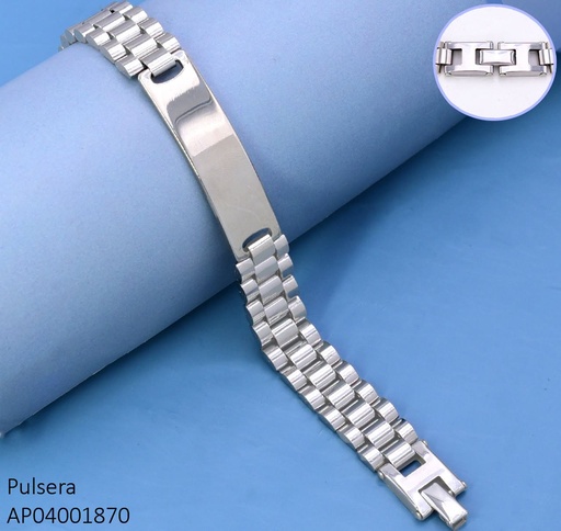 [AP04001870] PULSERA ESTILO FAJA RELOJ C/ PLACA CENTRO LISA /GRUESA/ PLAT. G3350-946