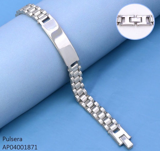 [AP04001871] PULSERA ESTILO FAJA RELOJ C/ PLACA CENTRO LISA/ MEDIA/ PLAT. G3345-946