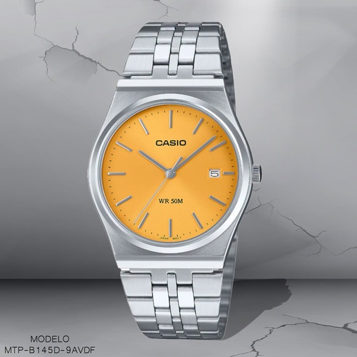 [MTP-B145D-9AVDF] RELOJ CASIO ANALOGO CAB. MTP-B145D-9AVDF METAL PLAT.