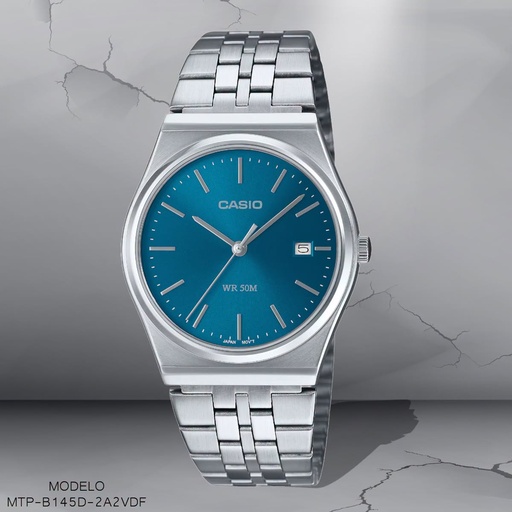 [MTP-B145D-2A2VDF] RELOJ CASIO ANALOGO CAB. MTP-B145D-2A2VDF METAL PLAT.