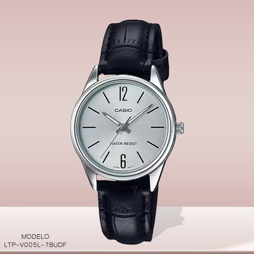 [LTP-V005L-7BUDF] RELOJ CASI0O ANALOGO DAM. LTP-V005L-7BUDF CUERO NEGRO