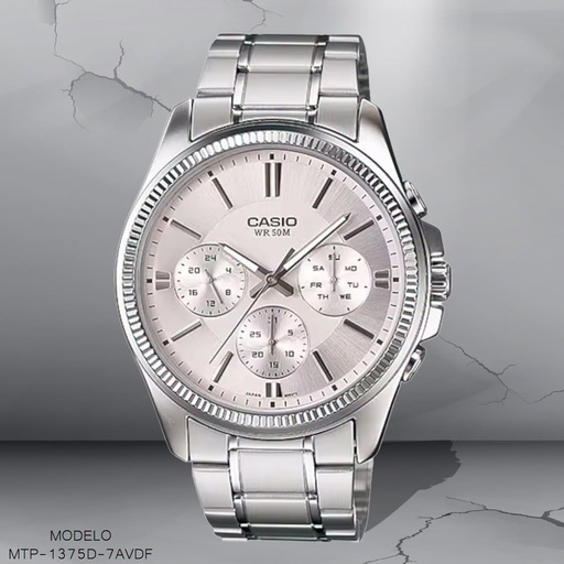[MTP-1375D-7AVDF] RELOJ CASIO ANALOGO CAB. MTP-1375D-7AVDF METAL PLAT