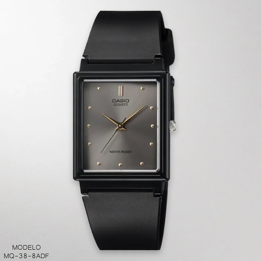 [MQ-38-8ADF] RELOJ CASIO ANALOGO DAM. MQ-38-8ADF RESINA NEGRA