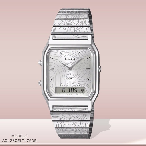 [AQ-230ELT-7ADR] RELOJ CASIO LIBERTY ANA/DIG CAB. AQ-230ELT-7ADR METAL PLAT.