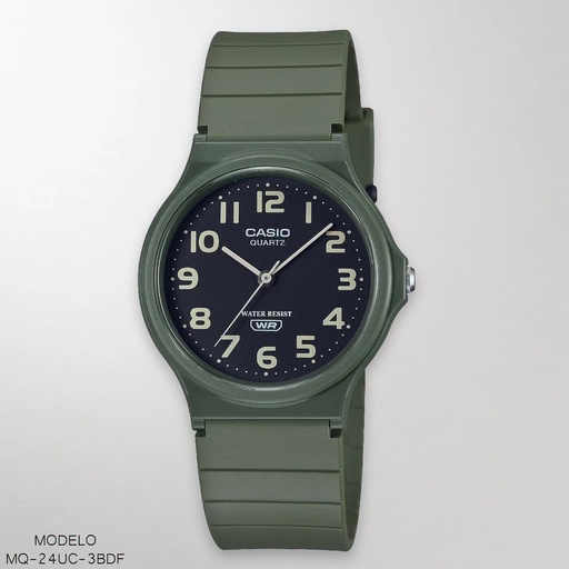[MQ-24UC-3BDF] RELOJ CASIO ANALOGO DAM. MQ-24UC-3BDF RESINA VERDE
