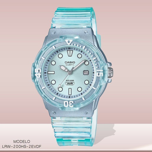 [LRW-200HS-2EVDF] RELOJ CASIO ANALOGO DAM. LRW-200HS-2EVDF RESINA CELESTE