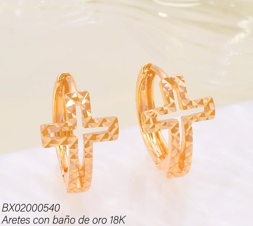 [BX02000540] ARETES BAÑO DE ORO 18K XUPING HUGGIES CROQUI CRUZ