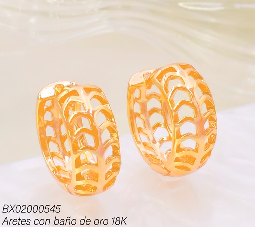 [BX02000545] ARETES BAÑO DE ORO 18K. XUPING HUGGIES CALADA
