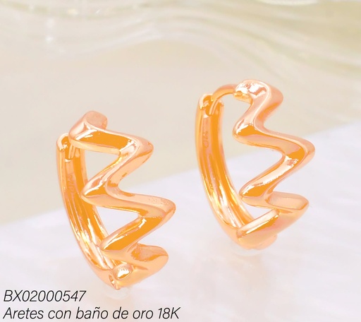 [BX02000547] ARETES BAÑO DE ORO 18K XUPING HUGGIES ZIGZAG