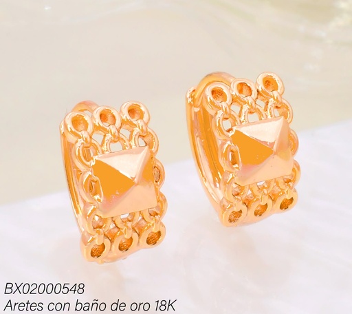 [BX02000548] ARETES BAÑO DE ORO 18K XUPING HUGGIES CALADA CUADRO CENTRO