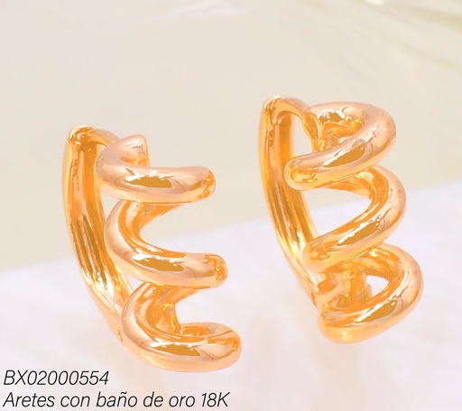 [BX02000554] ARETES BAÑO DE ORO 18K XUPING HUGGIES ESPIRAL