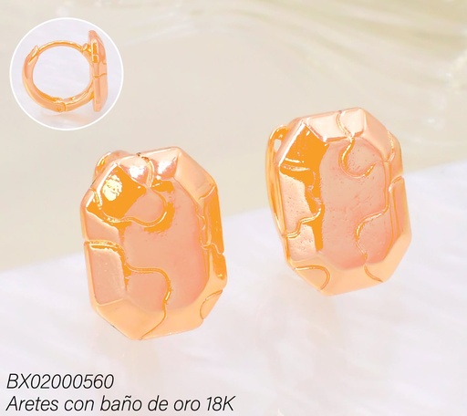 [BX02000560] ARETES BAÑO DE ORO 18K XUPING HUGGIES OCTÁGONO