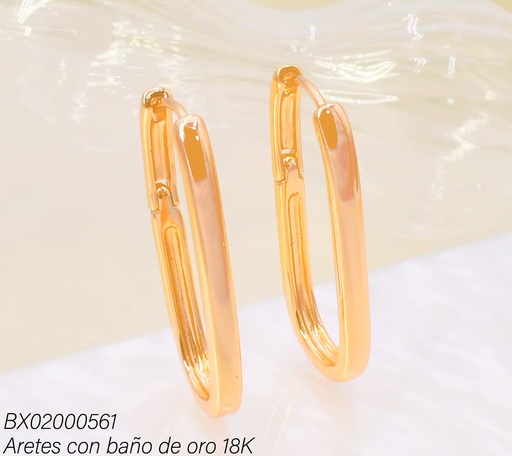 [BX02000561] ARETES BAÑO DE ORO 18K XUPING HUGGIES OV. LISO
