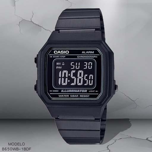 [B650WB-1BDF] RELOJ CASIO DIGITAL CAB.B650WB-1BDF METAL NEGRO