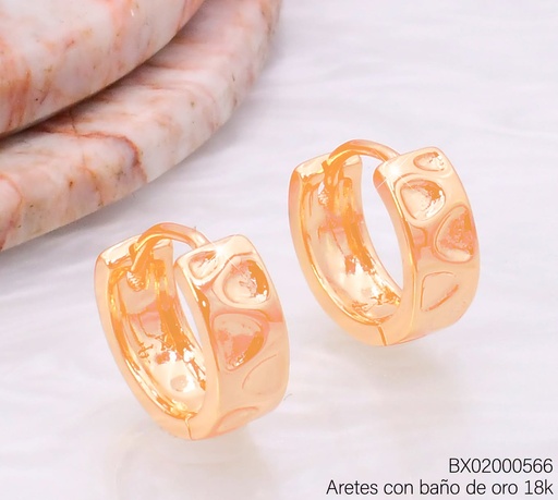 [BX02000566] ARETES BAÑO DE ORO 18K XUPING HUGGIES PUNTEADAS