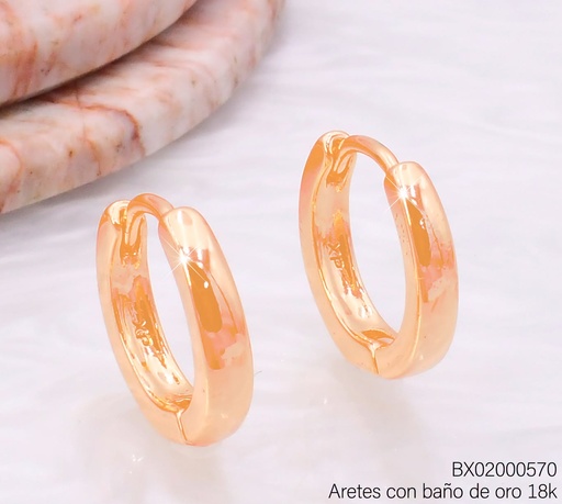 [BX02000570] ARETES BAÑO DE ORO 18K XUPING HUGGIES LISAS