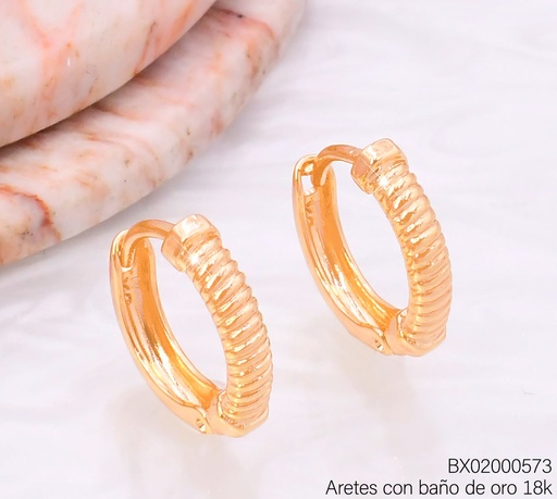 [BX02000573] ARETES BAÑO DE ORO 18K XUPING HUGGIES TORNEADA