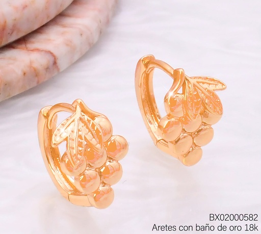 [BX02000582] ARETES BAÑO DE ORO 18K XUPING HUGGIES RACIMO DE UVAS