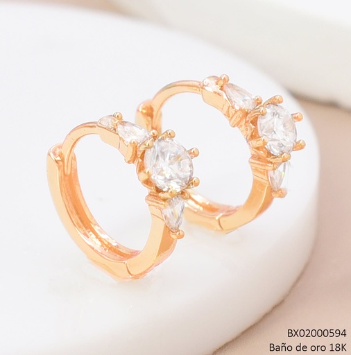 [BX02000594] ARETES HUGGIES BAÑO DE ORO 18K. XUPING ESTILO ANILLO SOLIT