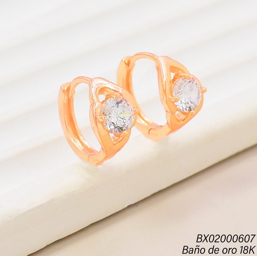 [BX02000607] ARETES HUGGIES BAÑO DE ORO 18K. XUPING ZIRC.EN OV.