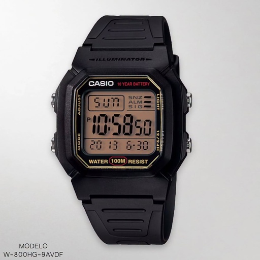 [W-800HG-9AVDF] RELOJ CASIO CAB./DIG. RESINA NEGRO W-800HG-9AVDF