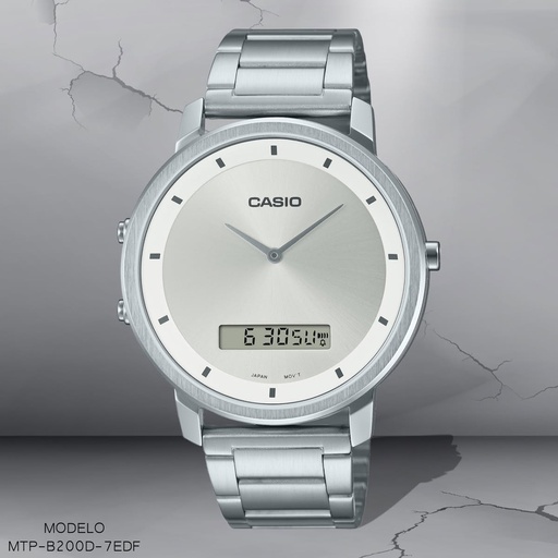 [MTP-B200D-7EDF] RELOJ CASIO ANA/DIG CAB. MTP-B200D-7EDF METAL PLAT.