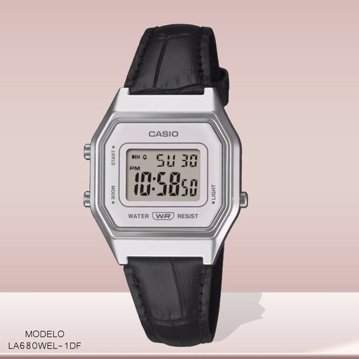 [LA680WEL-1DF] RELOJ CASIO DAM/DIG RESINA NEGRO LA680WEL-1DF