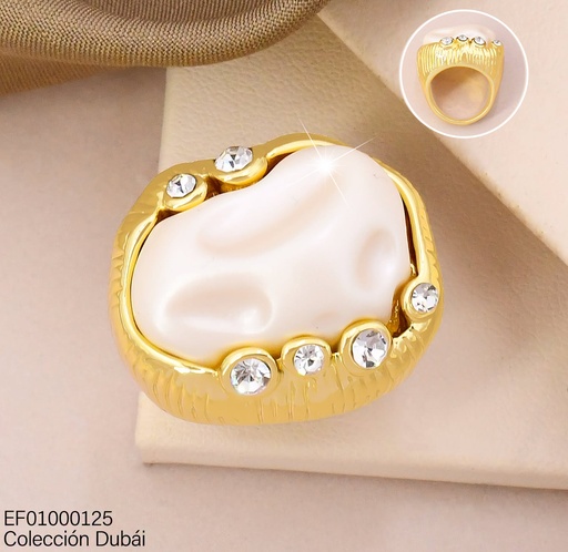 [EF01000125] ANILLO OV. BLANCO ABOLLADO IRREG.BOR4DES ZIRC. FD25846
