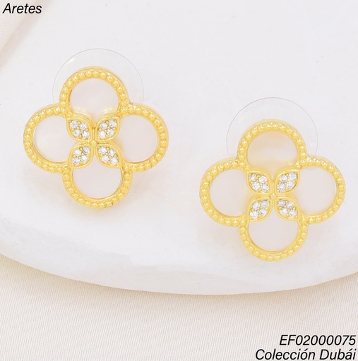 [EF02000075] ARETES FLOR 4 PETALOS BLANCA FD26491