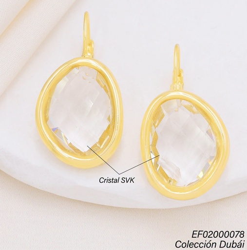 [EF02000078] ARETES COLGAR CRISTAL OV.BORDE DORADO FD26561