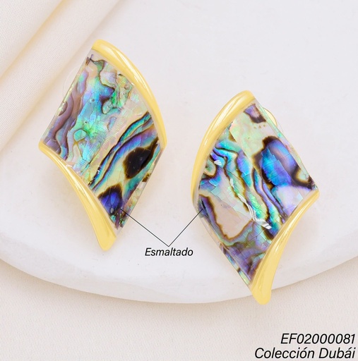 [EF02000081] ARETES ROMBOS C/INCRUSTACIONES CONCHA ABULON FD25738