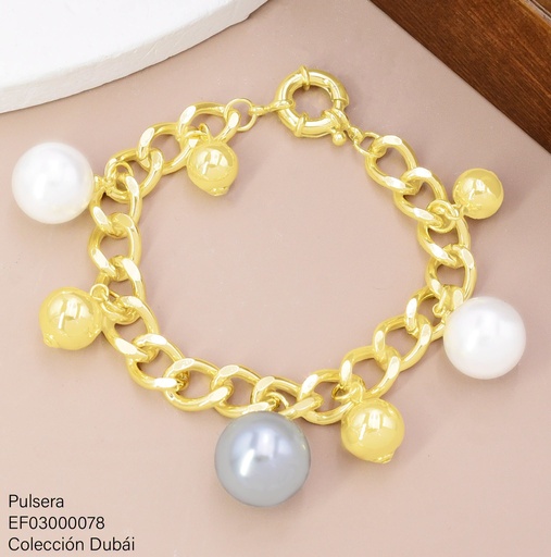 [EF03000078] PULSERA ESLABONES GR.C/PELOTAS GR.COLGANTES FD26263