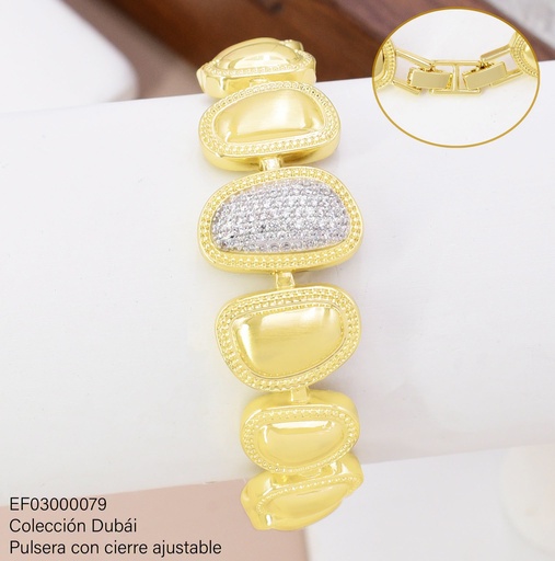[EF03000079] PULSERA OV BORDES PUNTEADOS,CENTRO ZIRC.FD26660