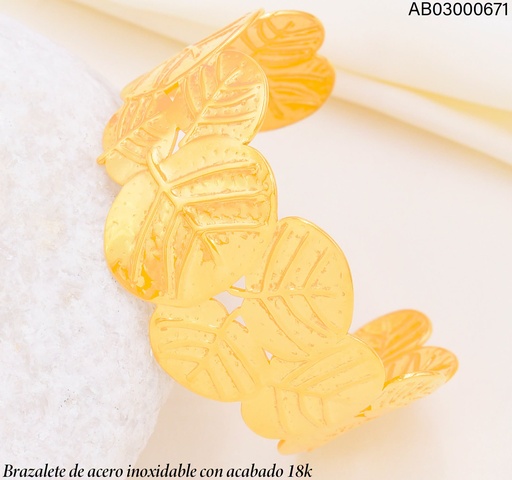 [AB03000671] BRAZALETE ACERO INOX. ACABADO 18K. HOJA S005 VE26
