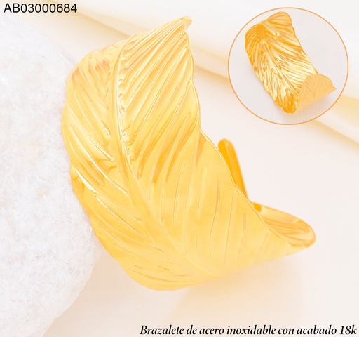 [AB03000684] BRAZALETE ACERO INOX. ACABADO 18K. HOJA VE26