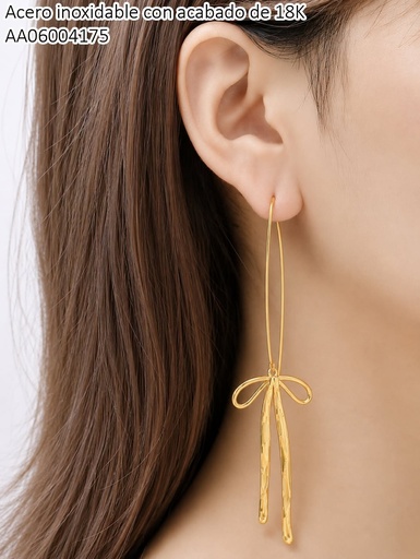 [AA06004175] ARETES ACERO INOX. ACABADO 18K. LAZO (202) VE26