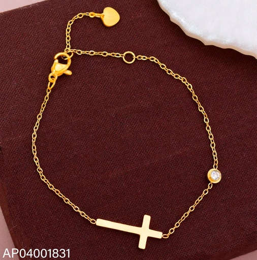 [AP04001831] PULSERA ACERO INOX. ACABADO 18K. CRUZ (148) VE26