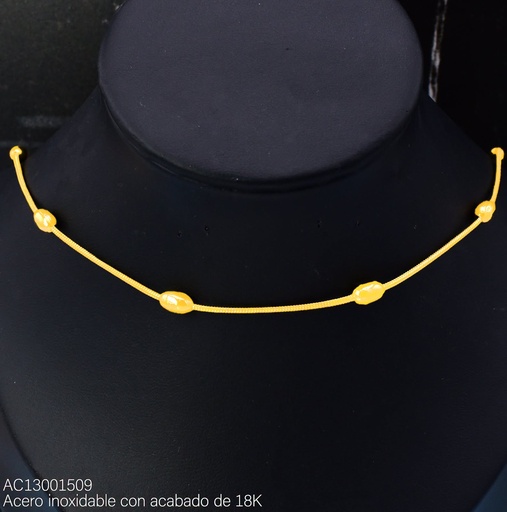 [AC13001509] CADENA ACERO INOX. ACABADO 18K. COLA DE RATON/OV. (162) VE26