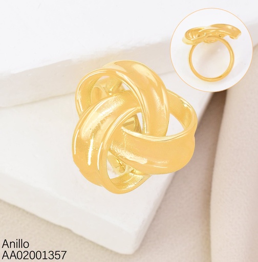 [AA02001357] ANILLO NUDO TRIANGULO FRANJAS ANCHAS