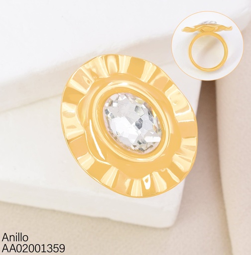 [AA02001359] ANILLO OV.GR.BORDES ONDULADOS CENTRO ZIRC.OV